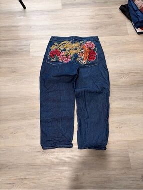 Ambush Y2k embroider back pockets navy baggy jeans